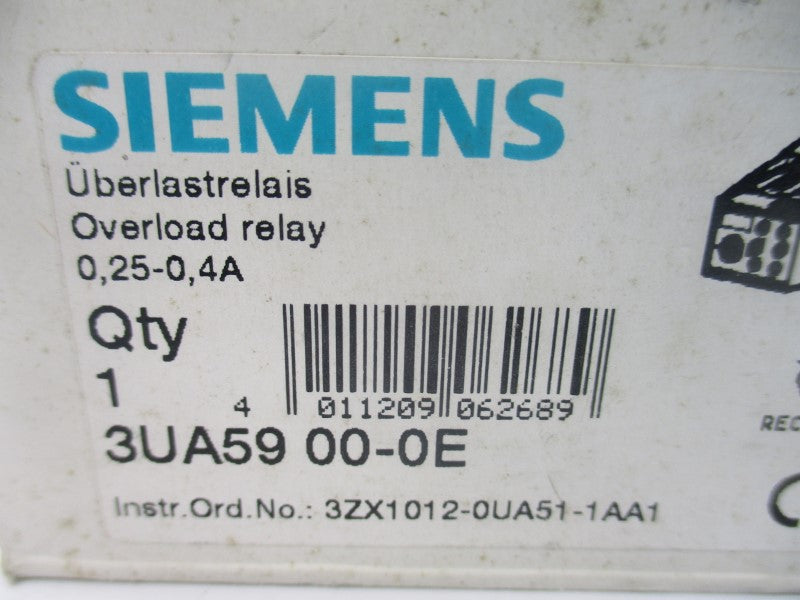 SIEMENS 3UA5900-0E 690V 0.25-0.4A NSMP
