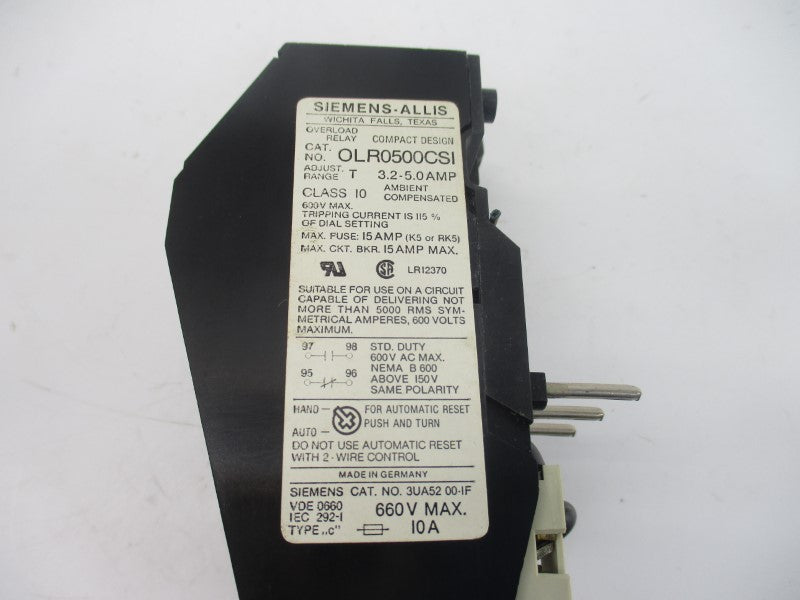 SIEMENS OLR0500CSI 660V 3.2-5.0A NSNP