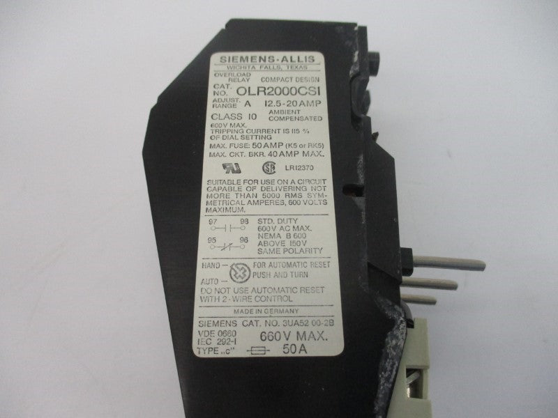 SIEMENS OLR2000CSI 660V 12.5-20A NSNP