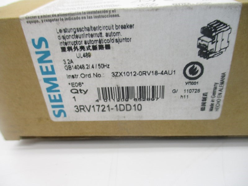 SIEMENS 3RV1721-1DD10 600V 3.2A NSMP