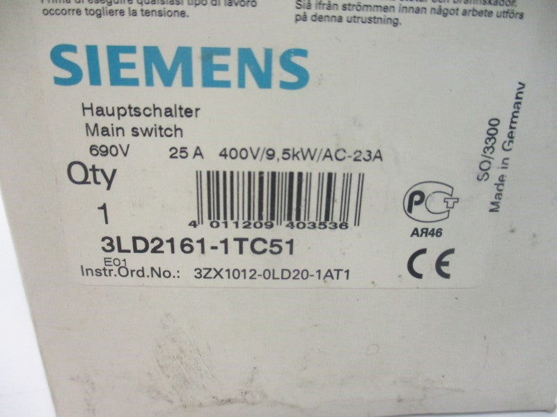 SIEMENS 3LD2161-1TC51 690V 25A NSMP