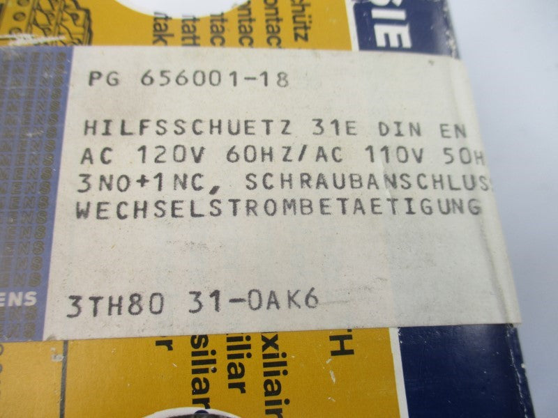 SIEMENS 3TH8031-0AK6 110/120V 16A NSMP