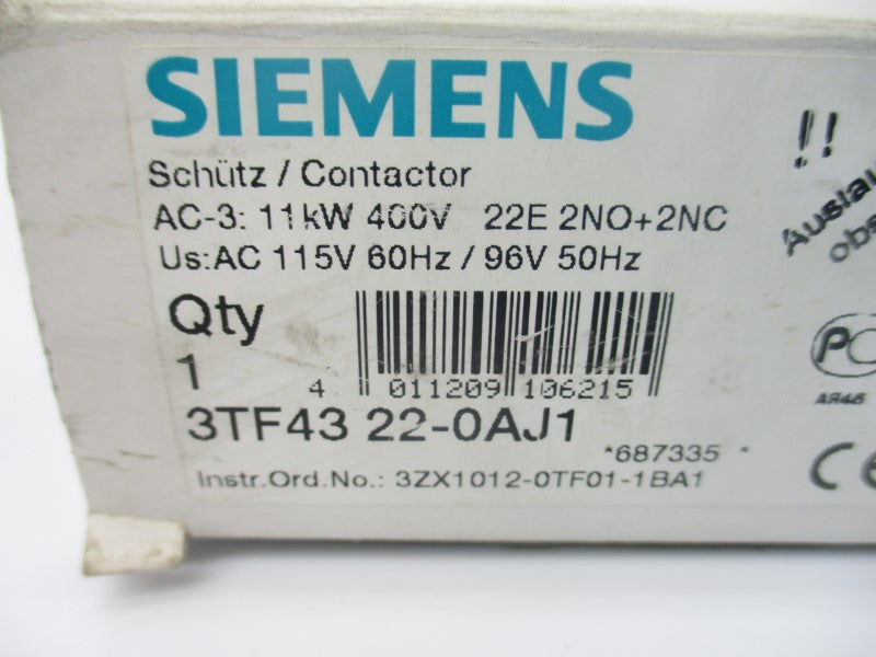 SIEMENS 3TF4322-0AJ1 96-115V 30A NSMP