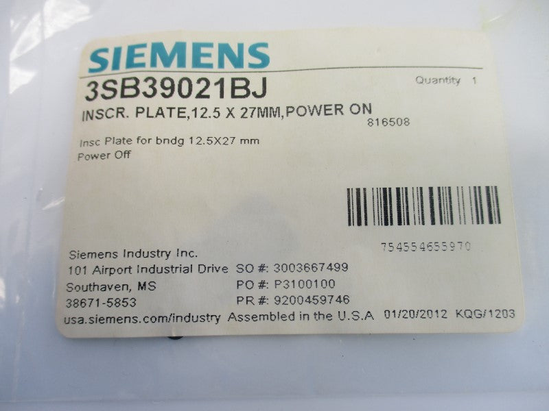 SIEMENS 3SB39021BJ NSMP