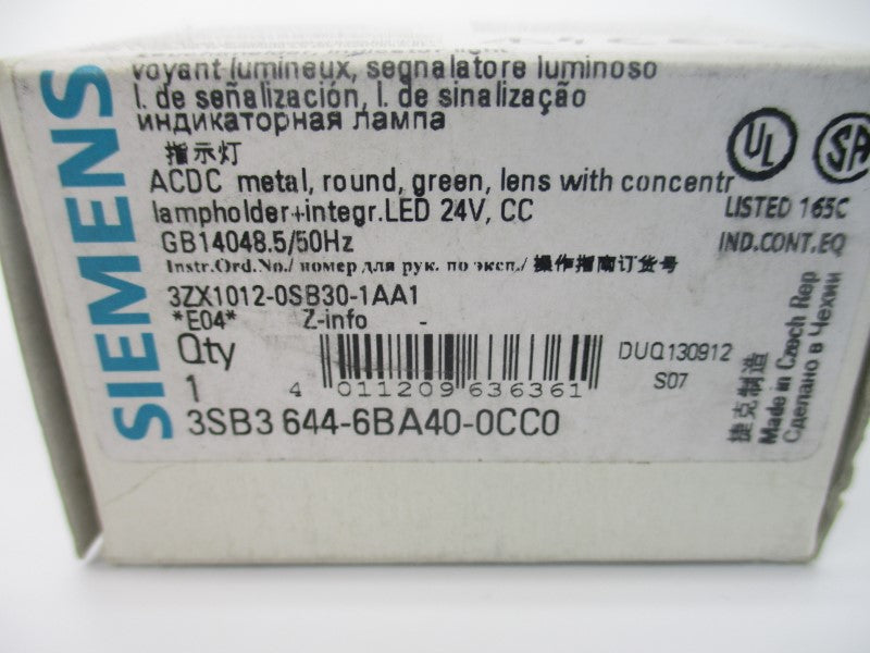 SIEMENS 3SB3644-6BA40-0CC0 24V NSMP