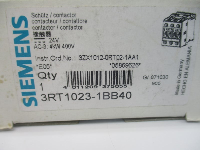 SIEMENS 3RT1023-1BB40 24VDC NSMP