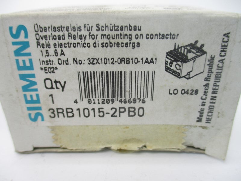 SIEMENS 3RB1015-2PB0 600VAC 1.5-6A NSMP