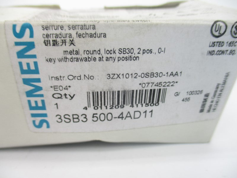 SIEMENS 3SB3500-4AD11 (NO KEY) NSMP