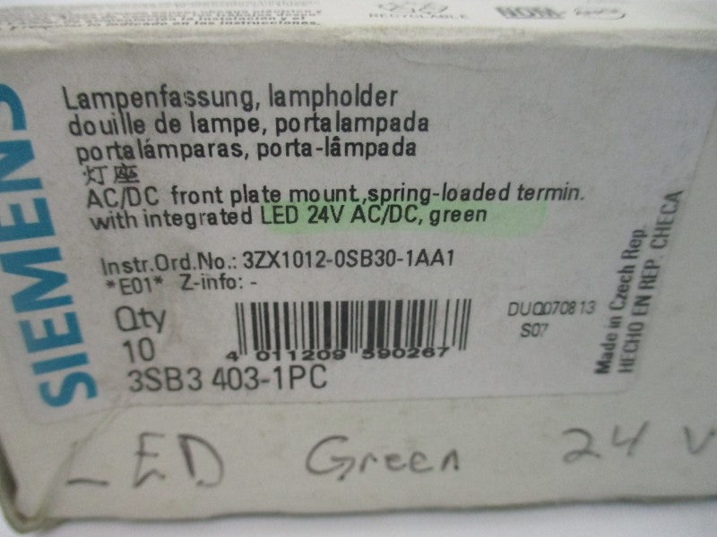 SIEMENS 3SB3403-1PC 24VAC/DC (PKG OF 10) NSMP