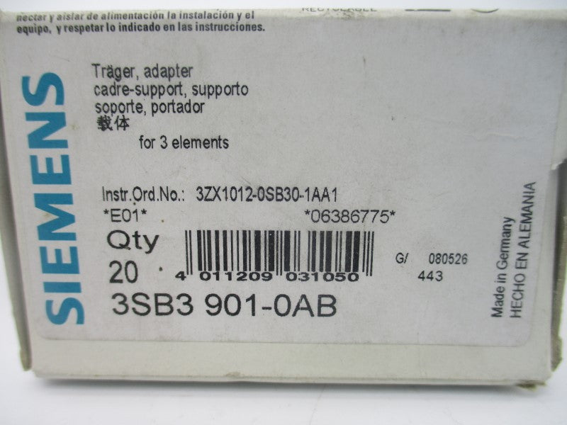 SIEMENS 3SB3901-0AB (PKG OF 20) NSMP