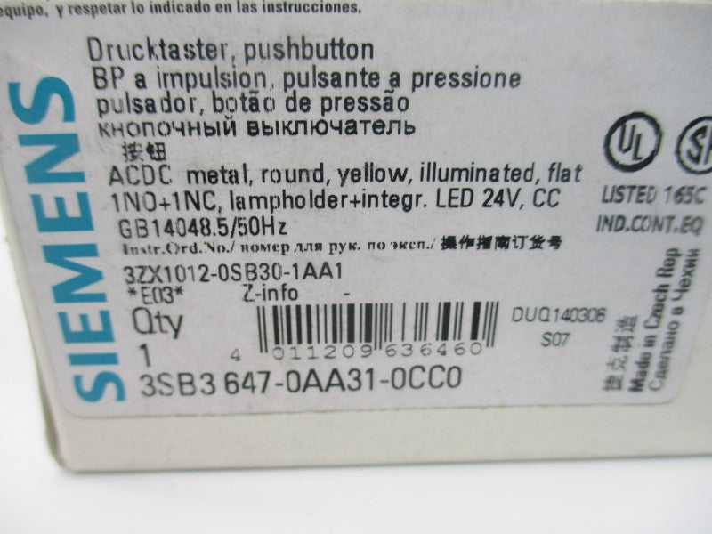 SIEMENS 3SB3647-0AA31-0CC0 24V NSMP