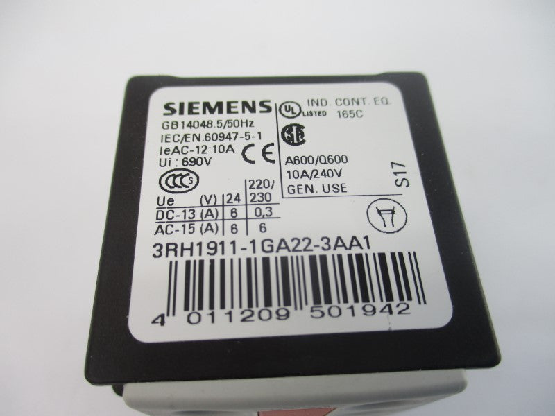 SIEMENS 3RH1911-1GA22-3AA1 690V 10A NSNP