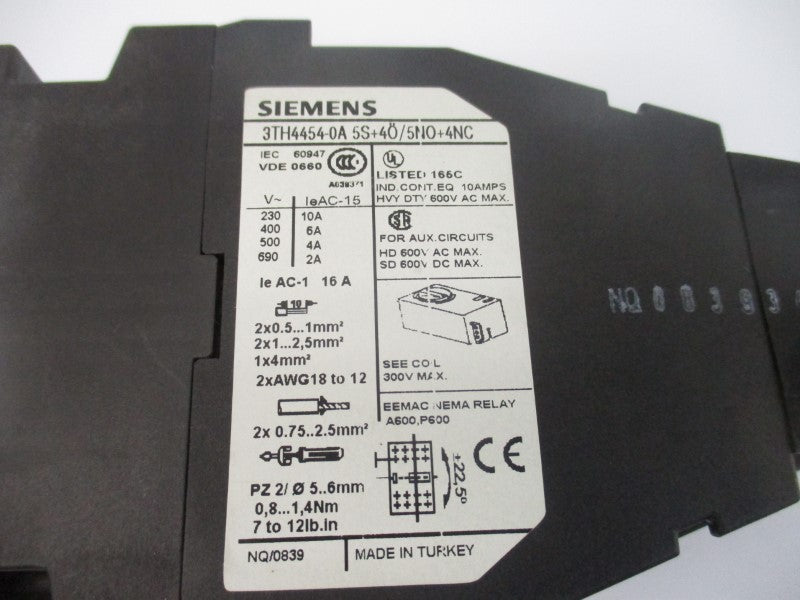SIEMENS 3TH4454-0A 220V 16A NSNP