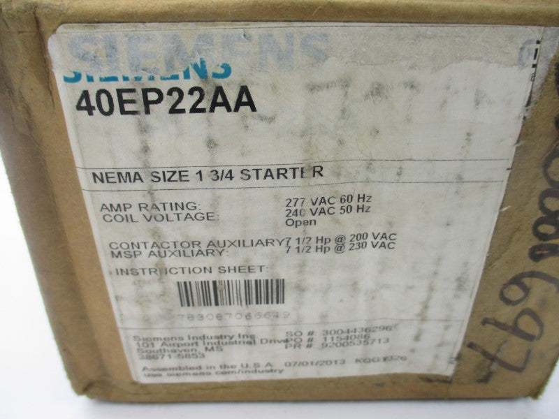 SIEMENS 40EP22AA 240VAC 40A NSMP