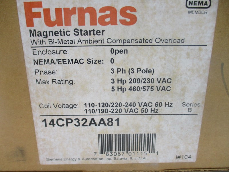FURNAS 14CP32AA81 SER. B 110-120/220-240VAC 18A NSMP