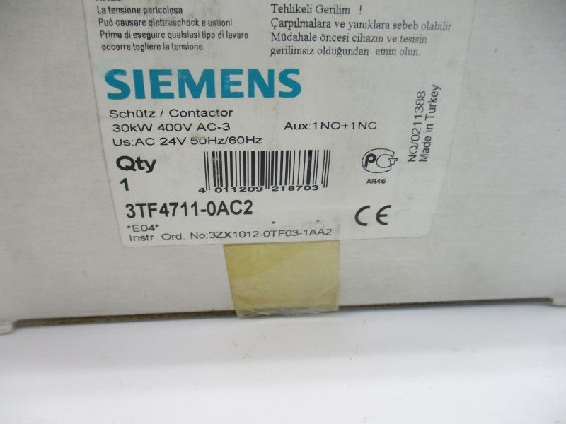 SIEMENS 3TF4711-0AC2 24V 80A NSMP