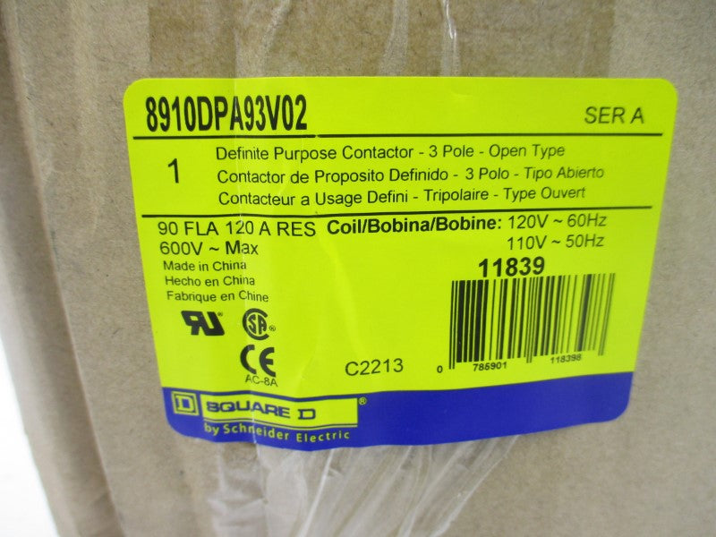 SQUARE D 8910DPA93V02 SER. A 110/120V 120A NSMP