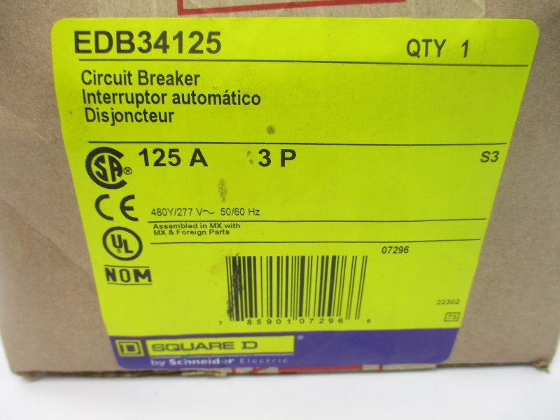 SQUARE D EDB34125 277V 125A NSMP