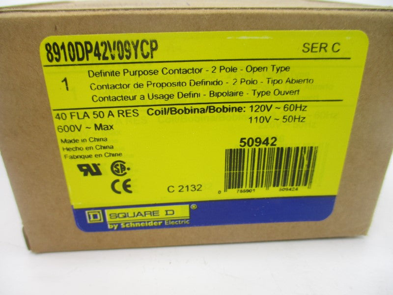 SQUARE D 8910DP42V09YCP SER. C 110/120V 50A NSMP