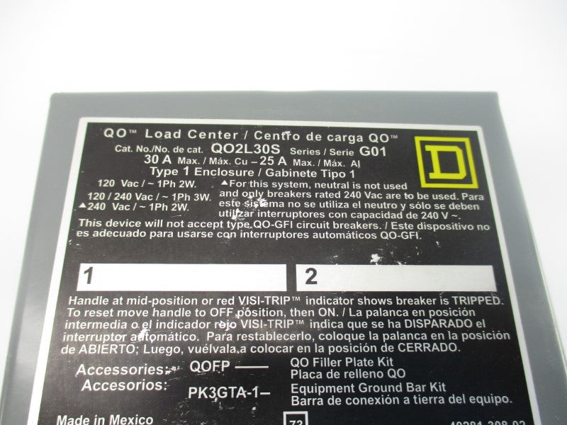 SQUARE D QO2L30S SER. G01 240VAC 30A NSNP
