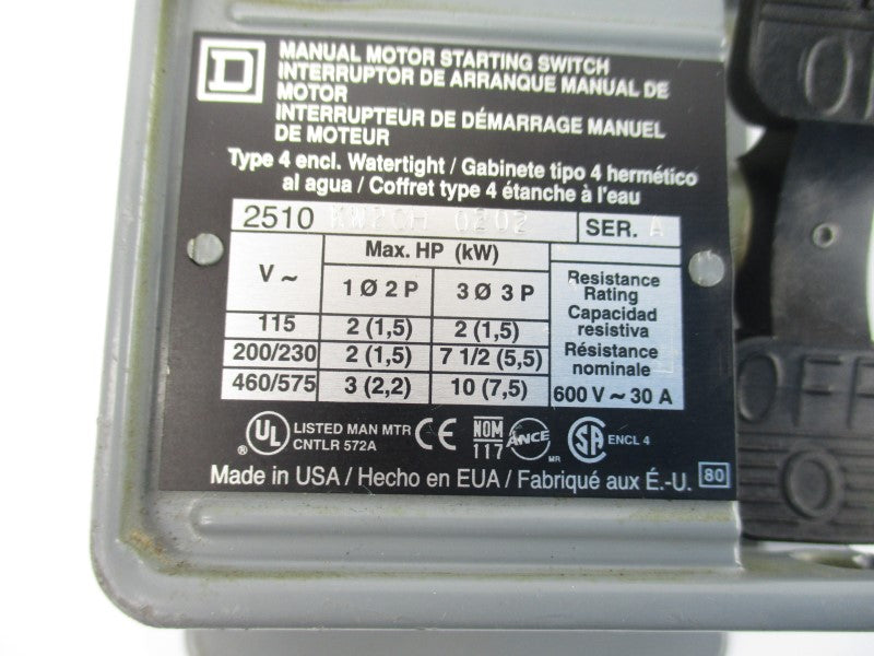 SQUARE D 2510KW2CH0202 SER. A 600V 30A (AS PICTURED) NSNP