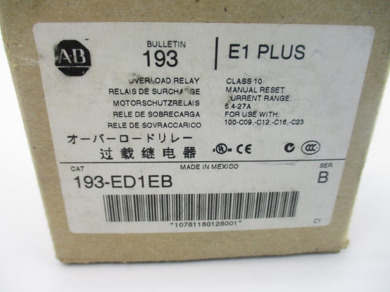 ALLEN BRADLEY 193-ED1EB SER. B 600V 5.4-27A (BR/WH) NSMP