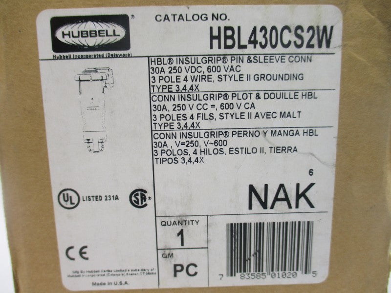 HUBBELL HBL430CS2W 600VAC 30A NSMP