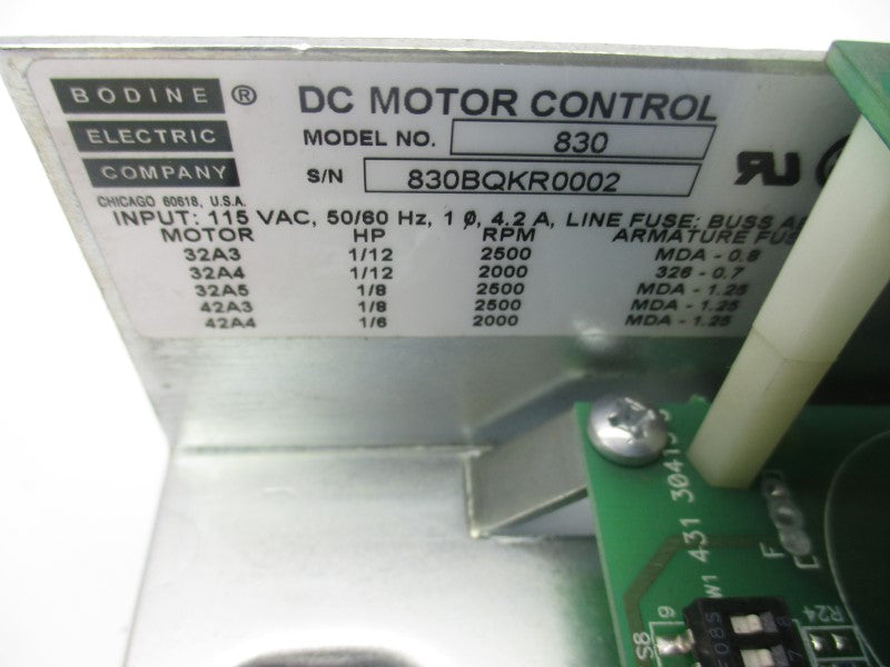 BODINE ELECTRIC 830 115VAC 10-4.2A UNMP