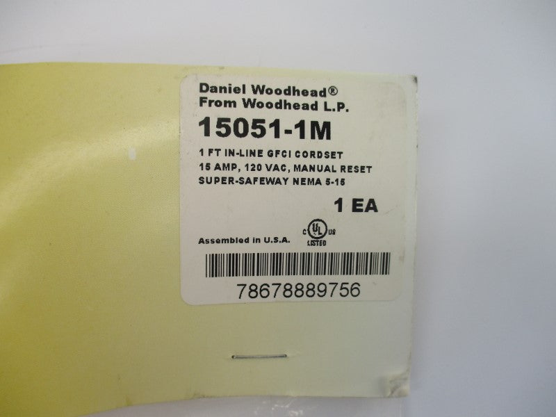 DANIEL WOODHEAD 15051-1M 120VAC 15A NSMP