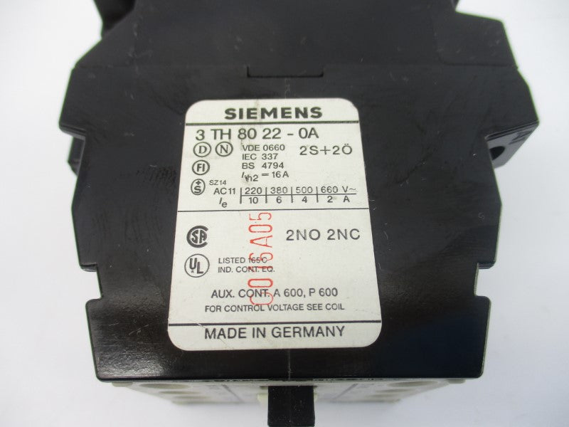 SIEMENS 3TH8022-0A 110V 16A NSNP