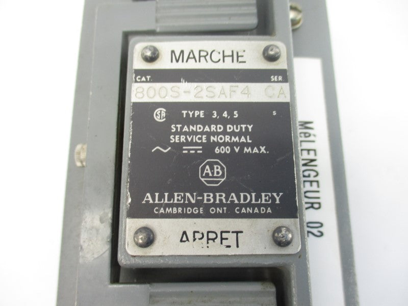 ALLEN BRADLEY 800S-2SAF4 SER. CA 600V (AS PICTURED) UNMP