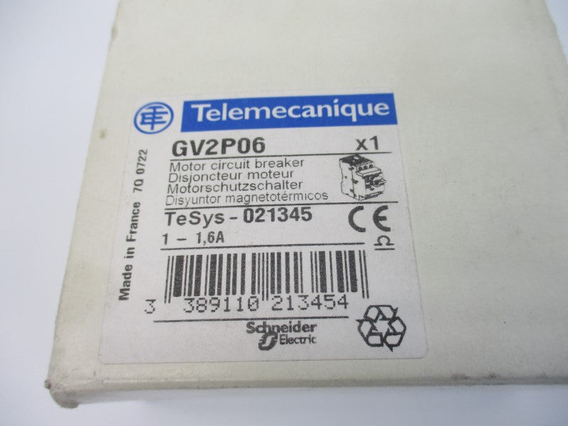 TELEMECANIQUE GV2P06 690V 1-1.6A NSMP