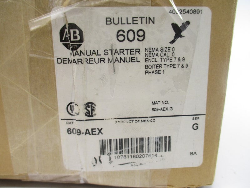 ALLEN BRADLEY 609-AEX SER. G (BR/WH) NSMP