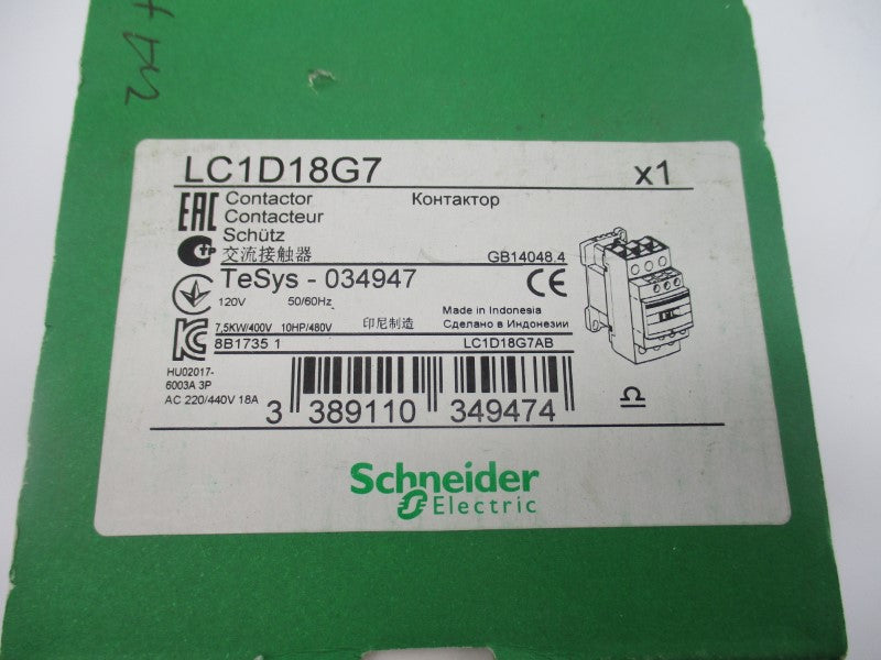 SCHNEIDER ELECTRIC LC1D18G7 120V (AS PICTURED) NSMP
