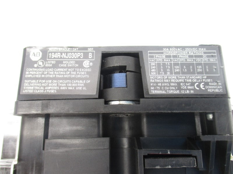 ALLEN BRADLEY 194R-NJ030P3 SER. B UNMP