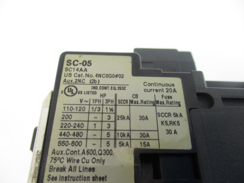 FUJI ELECTRIC 4NC0G0B02 SC14AA 200-220V 30A (AS PICTURED) NSNP