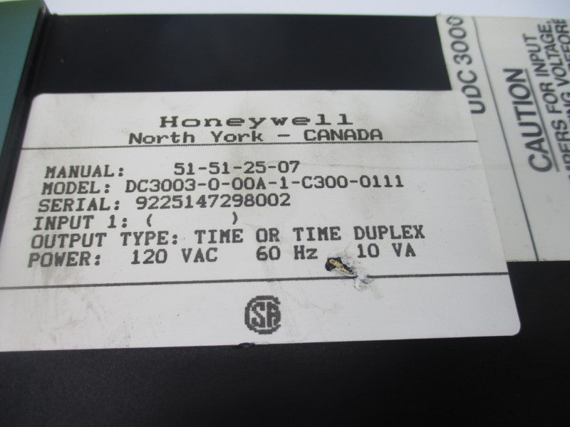 HONEYWELL DC3003-0-00A-1-C300-0111 120VAC UNMP