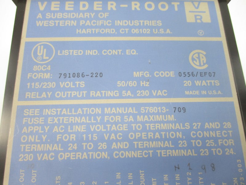 VEEDER ROOT 791086-220 115/230V 5A UNMP