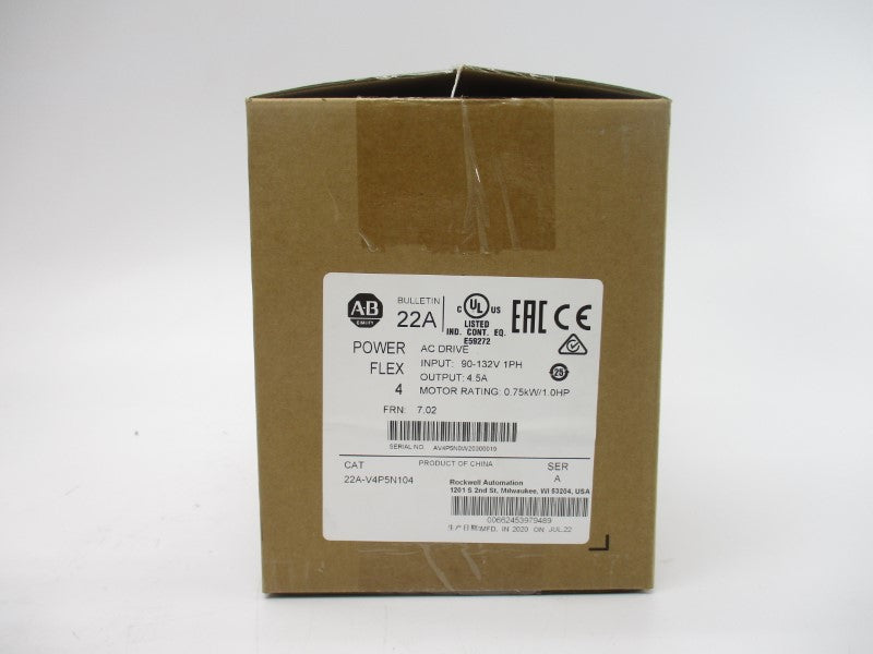 ALLEN BRADLEY 22A-V4P5N104 SER. A F/W 7.02 90-132V 4.5A NSMP