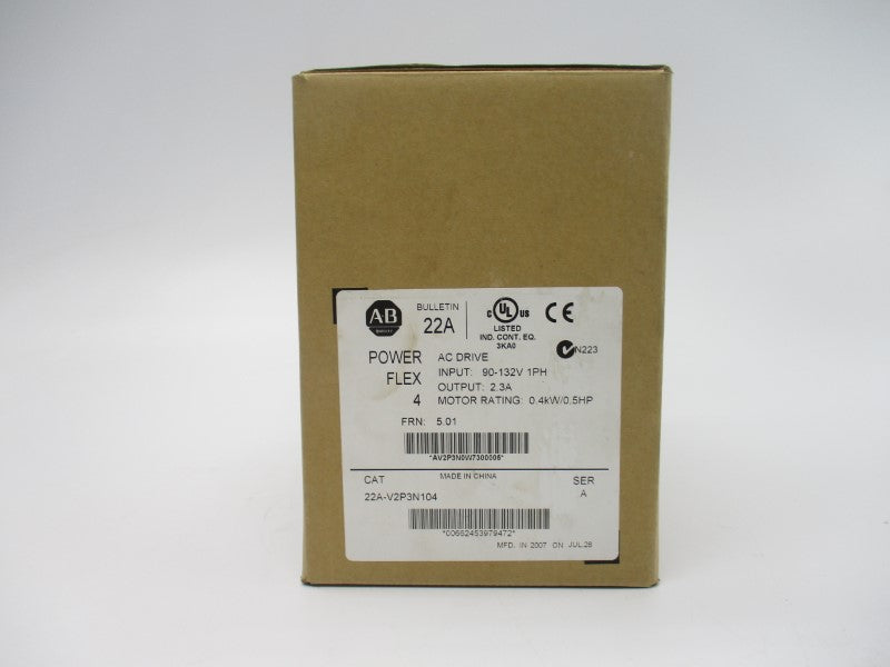 ALLEN BRADLEY 22A-V2P3N104 SER. A F/W 5.01 90-132V 9.0A NSMP