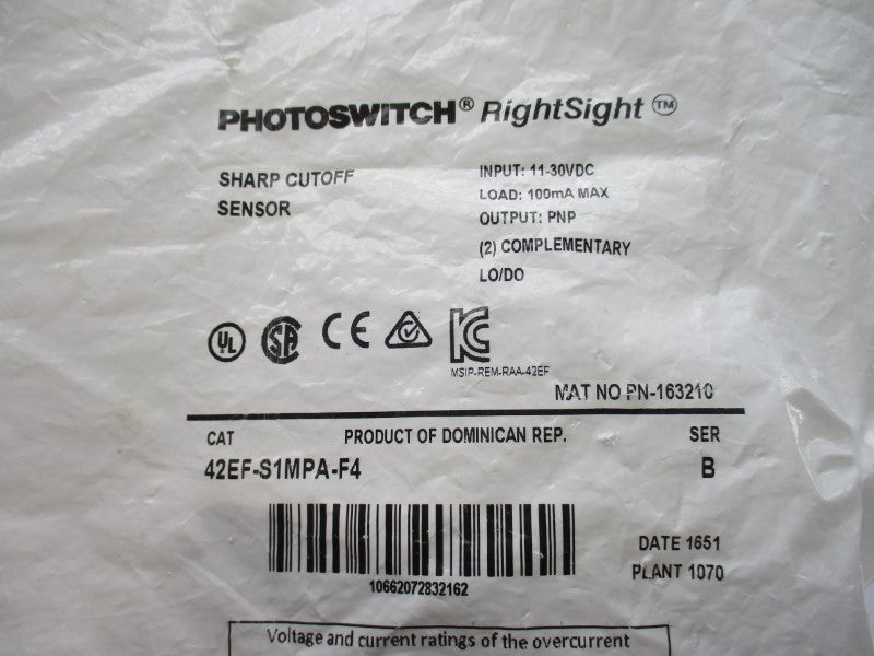 ALLEN BRADLEY 42EF-S1MPA-F4 SER. B 11-30VDC NSMP