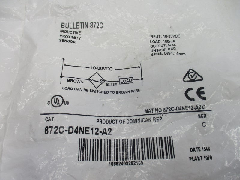 ALLEN BRADLEY 872C-D4NE12-A2 SER. C 10-30VDC NSMP