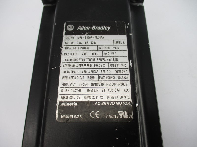 ALLEN BRADLEY MPL-B430P-MJ24AA SER. A 24VDC 9.2A (AS PICTURED) UNMP