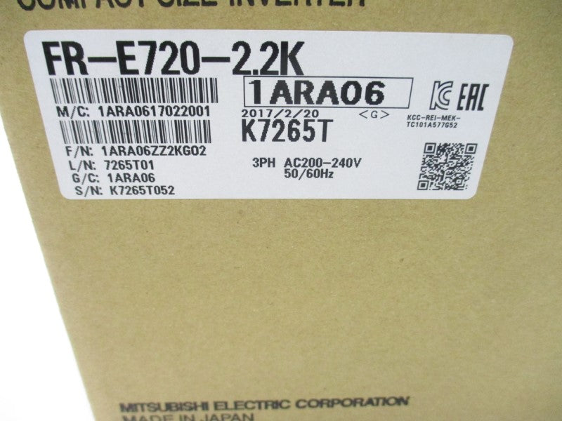 MITSUBISH ELECTRIC FR-E720-2.2K 200-240VAC 16.0A NSMP