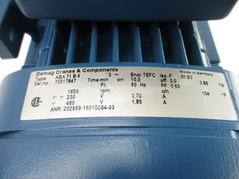 DEMAG CRANES & COMPONENTS KBA71B4 460V 1.85A NSNP