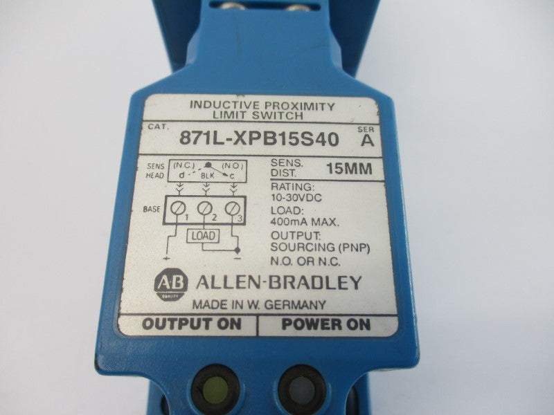 ALLEN BRADLEY 871L-XPB15S40 SER. A 10-30VDC NSNP