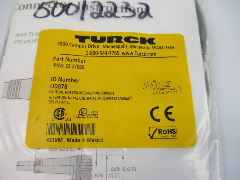 TURCK PKW3Z-2/S90 U0078 125V 4A NSMP