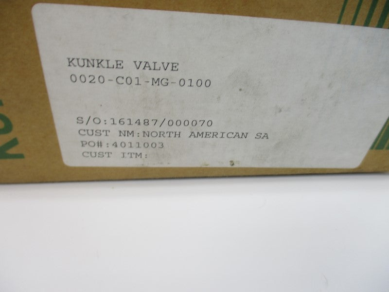 KUNKLE VALVE 20-C01-MG-0100 100PSI 1/2" NSMP