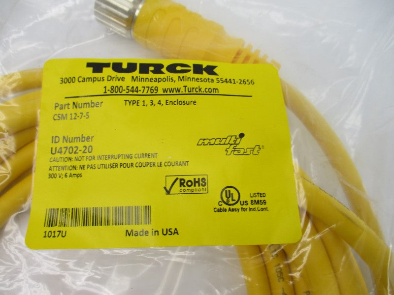 TURCK CSM12-7-5 U4702-20 300V 6A NSMP