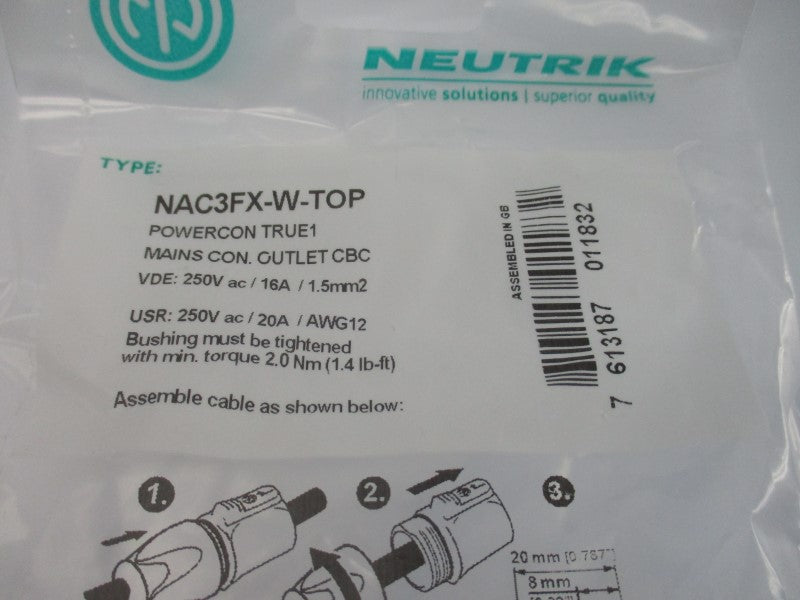 NEUTRIK NAC3FX-W-TOP 250VAC 16A NSMP